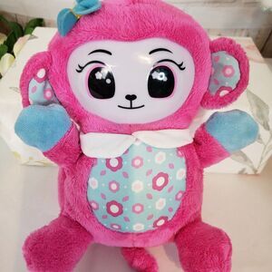 RARE Vtech French Speaking Pink Monki Pop Plush Talking Stuffed Monkey Animal